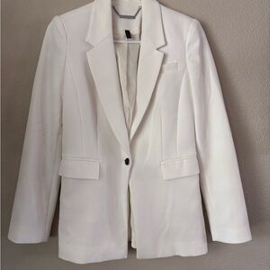 White House Black Market Cream Single-Button Tailored Blazer